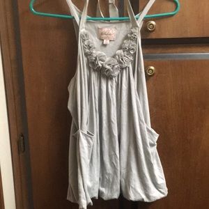 Anthropologie grey halter style top with flowers